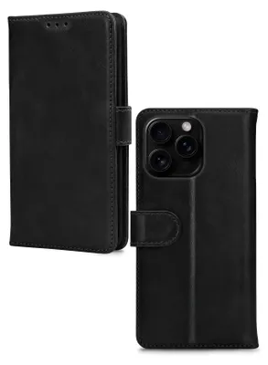Produktbild von Mobilize Wallet iPhone 16 Pro Hülle Echtes Leder Klapphülle Geldbörse - Schwarz