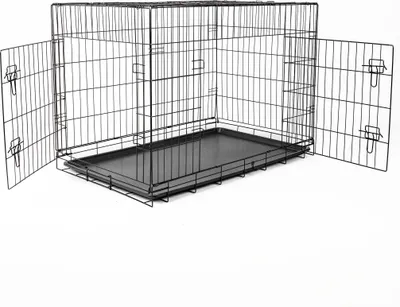 Image de Cage pour animaux 89 x 59 x 66 cm XL Cage pour chiens Cage pour chats Cage pliable en métal pour le transport à domicile