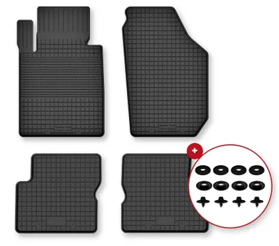 Image de Tapis de sol en caoutchouc pour Fiat E-500 / 500 Electric depuis 2020 (à hayon) – 4 pièces, noirs, semi-universels – Wielganizator
