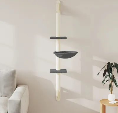 Produktbild von Möbel Kratzbaum mit Kratzsäule Wandmontage Dunkelgrau 142,5 cm - Kratzbäume 172397
