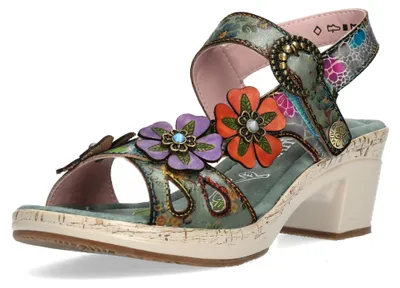 Produktbild von Laura Vita Damen Sandalette Leder mit Cut-Outs Plateau und Blockabsatz Beao 17, Größe:41 EU, Farbe:Grau