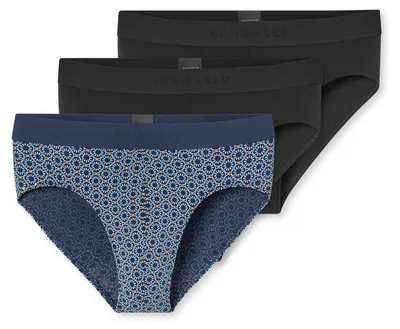 Produktbild von Schiesser Herren Rioslip 955 3-Pack schwarz,blaugemustert - Größe 7