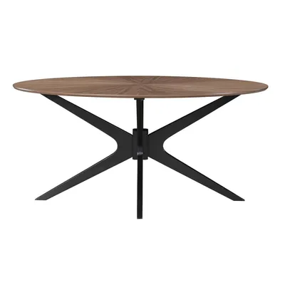 Produktbild von Miliboo - Ovaler Design-Esstisch mit Walnussfurnier L160 cm DIELLI