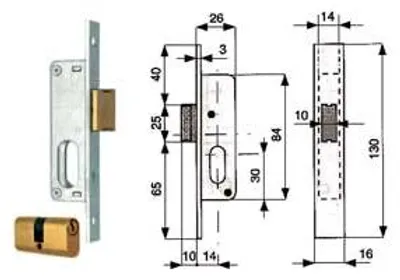 Productafbeelding van Insteekslot voor paalmontage, enkelvoudig sluitend, met cilinder 904 - 14 mm (904.14.1)