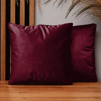 Obrázek produktu pro MG Design, sada 2 povlaků na polštáře, 35 x 35 cm, červená barva - s zipem, sametově měkké, jemné a husté, snadno se udržují
