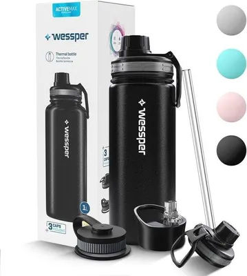 Productafbeelding van Lekvrije Thermosfles 500ml Roestvrij Staal - Dubbelwandige Sportdrinker met 3 Deksels