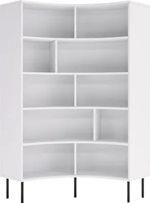 Produktbild von Horn Eckregal / Bücherregal / Hoches Regal In Bogenform / 10 Fächern / 100 Cm / Weiß / Mit Schwarzen Beinen