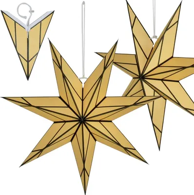 Produktbild von Papierstern 50 cm 7 Zacken Creme – Weihnachtsdeko zum Aufhängen, Faltstern für Fenster, Wand & Decke, wiederverwendbar, festliche Raumdekoration Gift and Decor