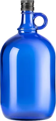 Produktbild von Blaue Glasflasche 1 L mit Ausgießer & Schraubverschluss – Vorrats-Flasche für Öl, Essig, Likör & Getränke (1L)