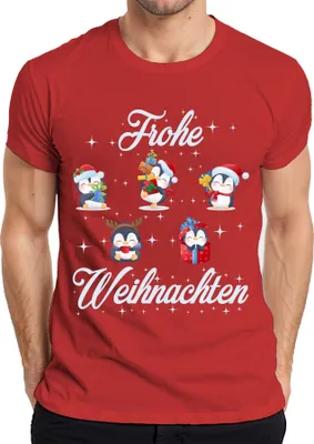 Produktbild von Frohe Weihnachten Pinguine Geschenke - Weihnachten Weihnachtsgeschenk Christmas Herren T-Shirt, Rot, XXL