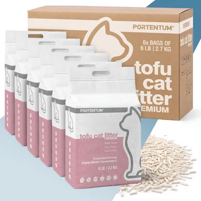 Produktbild von PORTENTUM Tofu Katzenstreu Klumpstreu 36 L staubfrei – cat Litter mit Geruchskon