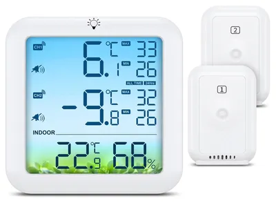 Kühlschrankthermometer digital, 2 Sensoren, Farbdisplay, Alarm