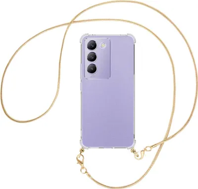 Produktbild von Handykette Backcover-Schutzhülle mit Band (Metall goldfarben) für vivo Y200e 5G / V30 Lite 4G / T3 5G - goldfarbene Snake-Kette