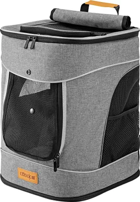 Image de CADOCA® Sac à Dos pour Animaux domestiques Gris 12 KG avec Poches latérales Laisse Incluse Sac de Transport Chien Chat Rongeur