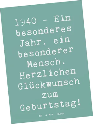 Produktbild von Mr. & Mrs. Panda Postkarte Spruch 1940 Geburtstag - Meeresbrise - Geschenk, Geburtstagsjahr, Erinnerung, Postkarten, Fotokarte, Ansichtskarte, Glückwunsch, Grußkarte