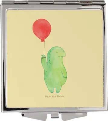 Produktbild von Mr. & Mrs. Panda Handspiegel Schildkröte Luftballon - Gelb Pastell - Geschenk, Kosmetikspiegel, Ballon, Schminkspiegel, Taschenspiegel, Frauen Spiegel, Motivationsspruch