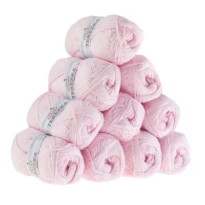 Produktbild von 10 x 50g Strickgarn Terezka 100% Baumwolle Baumwollgarn Häkelgarn, Farbe:hellrosa