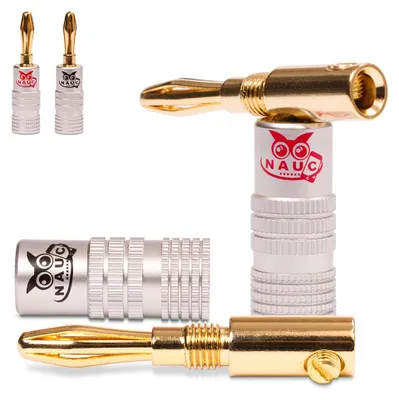 Produktbild von 4x Bananenstecker Bananas 24K vergoldet NAUC High End Banana für Kabel bis 6mm²