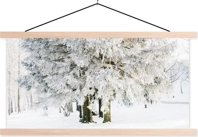 Produktbild von MuchoWow® Textilposter Winter - Schnee - Baum 60x30 cm mit holzfarbenen Rahmen - Dekoration
