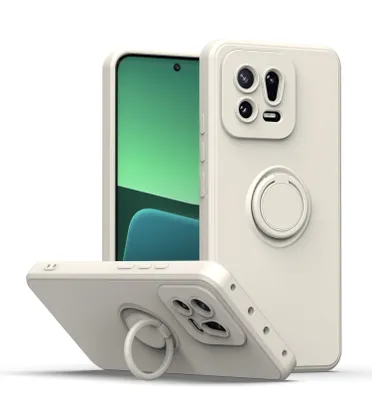Obrázek produktu pro Xiaomi 13 Pouzdro, s prstencovým držákem a stojánkem, odolné proti poškrábání, měkký silikon pouzdro pro Xiaomi 13 Bílý