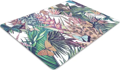 Produktbild von Stuhlunterlage Bürostuhlunterlage 120 cm x 90 cm Bodenmatte Bürostuhlunterlage - Blumen und Schmetterlinge.