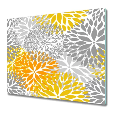 Produktbild von Küchenschneidebrett - Glasschneidebrett - Herdabdeckung - Chrysanthemenblüten