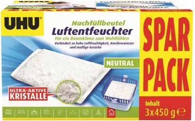Produktbild von UHU Luftentfeuchter Nachfüllbeutel Sparpack, 3 x 450 g