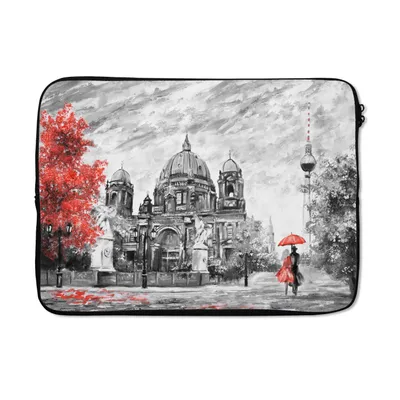 Produktbild von MuchoWow® Laptop Hülle 14 ZollMalerei - Architektur - Baum - Rot Laptoptasche - Laptoptasche - Stoßsicher - Schutzhaube