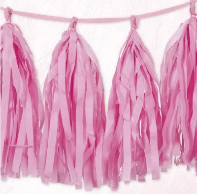 Produktbild von Girlande aus Papier mit Fransen-Design in Rosa für Partys, 2,74 Meter Länge