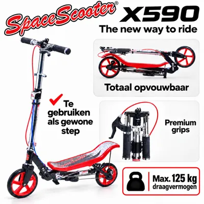 Image de Space Scooter Deluxe X590, rouge et noir, supporte un poids maximal de 120 kg
