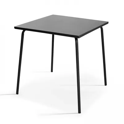 Image de Table de jardin carrée en métal 4 places 70 cm gris anthracite - Oviala Palavas