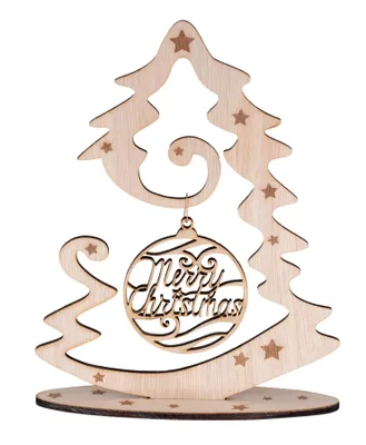 Produktbild von Deko Weihnachtsbaum Birkenholz DIY Merry Christmas Weihnachten Aufsteller Holz