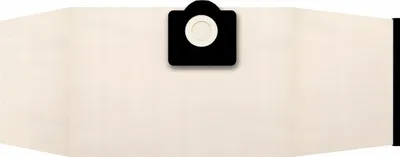 A beige vacuum cleaner bag with a black attachment port.