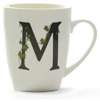Porzellan-Mok mit Buchstabe M, Weiß, 12x12x3 cm, 300 ml