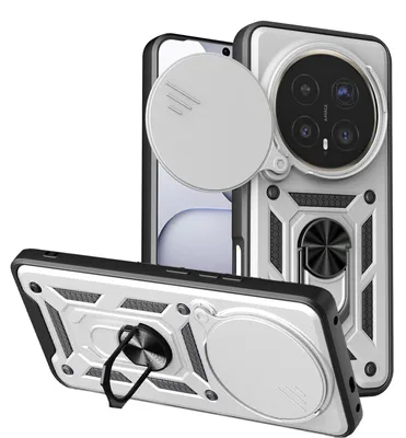 Produktbild von Outdoor Hülle Honor Magic 8 Pro Handyhülle Slide Kameraschutz Ringhalter Silber