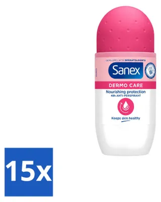Produktbild von 15 x Sanex Dermo Care 48H Roll-On Antiperspirant - 50 ml - Vorteilspackung - 15 Stücke