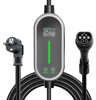 Obrázek produktu pro Nabíjecí kabel typu 2, 3,6 kW, 10 metrů, nabíječka pro elektromobil typu 2, 6-16 A, jednofázová. Nabíjecí kabel pro elektromobil typu 2, kabel s konektorem Schuko, přenosná nabíječka pro elektromobily, s nastavitelným proudem