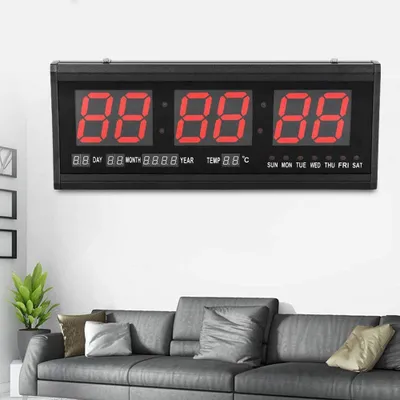 Produktbild von Wanduhr Digitaluhr Kalenderuhr  mit Datum Temperatur  Haus Büro Schule Wohnzimmer Küchuhr Beleuchtung in Rot  3 Zoll