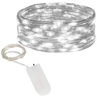 Zdjęcie produktu dla Łańcuch LED Nano – 1 m, 10 diod LED, 2xCR2032, zimna biel