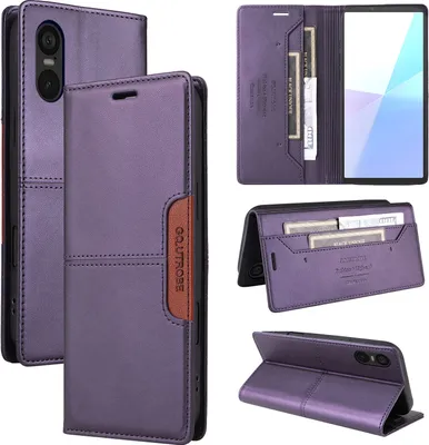 Produktbild von Handyhülle für Sony Xperia 5 VI Hülle, Leder Flip Wallet Kartenfach Stand Schutzhülle Lila