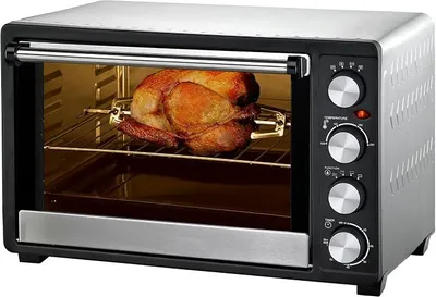 Productafbeelding van 45 liter mini-oven met heteluchtfunctie en draaispit. Minioven, minibakoven, pizzoven