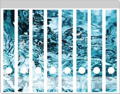 Produktbild von Wallario Ordnerrücken Sticker, selbstklebend für schmale Ordner, 8 Stück, Motiv Frisches blaues Wasser in Aufruhr