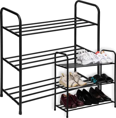 Produktbild von Schuhschrank - Schuhregal - Regal - Organizer - 4 Ebenen - Stabil - Schwarz - Loft - 58x65x26 cm