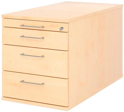 Produktbild von Rollcontainer abschließbar BxTxH 428x800x512 mm 1 x  Utensilienfach, 3 Schubladen, ahorn