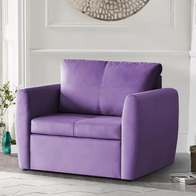 Produktbild von Relaxsessel KAMEL, Lila, Loungesessel mit Bettfunktion, Bettkasten, Samtstoff