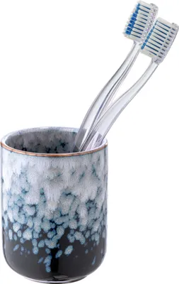 Produktbild von WENKO Keramik Zahnputzbecher Rosali in Blau 7,5 x 9,5 cm