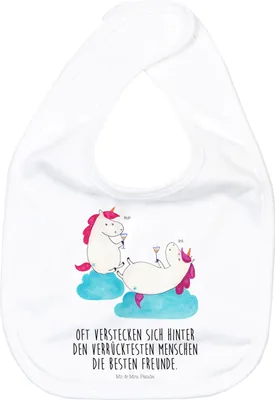 Produktbild von Mr. & Mrs. Panda Schlabberlatz Einhorn Sekt - Weiß - Geschenk, Unicorn, Babylätzchen, Sabberlätzchen, Esslätzchen Baby, Lätzchen, Spaß, Freundin, Für Babys, Party, BFF