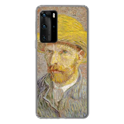 Produktbild von MuchoWow® Handyhülle Schutzhülle Hülle für Huawei P40 Pro Selbstbildnis mit Strohhut - Vincent van Gogh Silikon Softcase Handy Hülle - Schutz