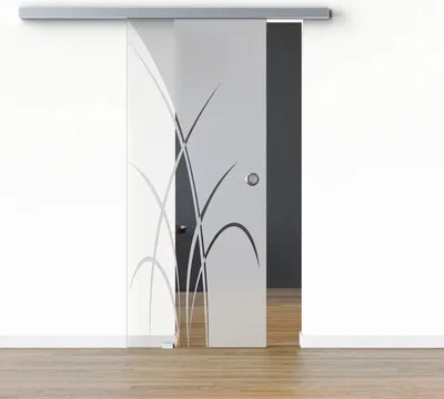 Produktbild von Pertura Glasschiebetür Komplettset Glera Green 02 775x2050 mm Links inkl.Beschlag Selir Aluminium Edelstahloptik,Griffmu