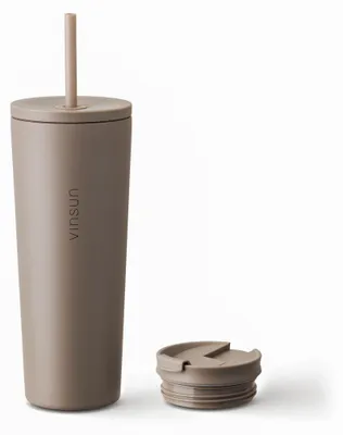 Thermobecher Edelstahl 720ml Kaffee Becher Trinkbecher Strohhalm isoliert Vinsun